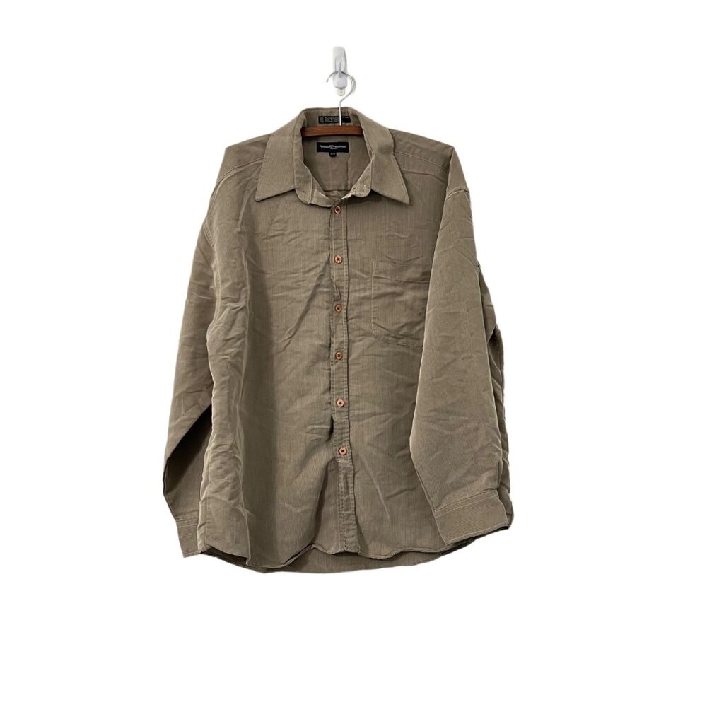 Vintage Vroom & Dreesmann Munich Mens Brown Long Sleeve Button Shirt Size Large